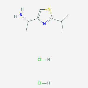 molecular formula C8H16Cl2N2S B2843157 1-[2-(异丙基)-1,3-噻唑-4-基]乙基胺二盐酸盐 CAS No. 1306603-67-7