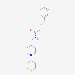 3-(phenylthio)-N-((1-(tetrahydro-2H-thiopyran-4-yl)piperidin-4-yl)methyl)propanamide