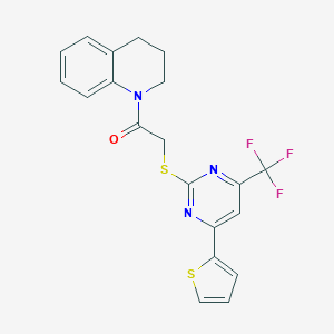 molecular formula C20H16F3N3OS2 B284317 2-(3,4-dihydro-1(2H)-quinolinyl)-2-oxoethyl 4-(2-thienyl)-6-(trifluoromethyl)-2-pyrimidinyl sulfide 