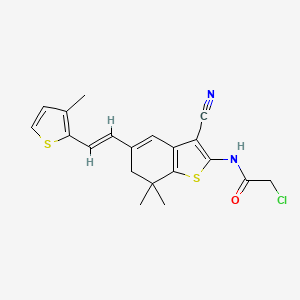 2-chloro-N-{3-cyano-7,7-dimethyl-5-[2-(3-methylthiophen-2-yl)ethenyl]-6,7-dihydro-1-benzothiophen-2-yl}acetamide