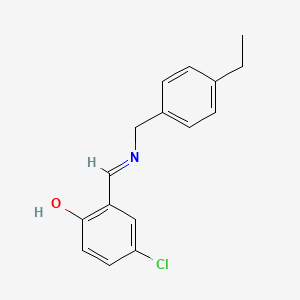 molecular formula C16H16ClNO B2843175 4-氯-2-{(E)-[(4-乙基苯基)甲亚胺]甲基}苯酚 CAS No. 1232821-79-2