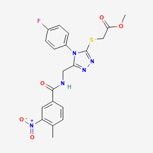 molecular formula C20H18FN5O5S B2843182 methyl 2-((4-(4-fluorophenyl)-5-((4-methyl-3-nitrobenzamido)methyl)-4H-1,2,4-triazol-3-yl)thio)acetate CAS No. 689751-01-7