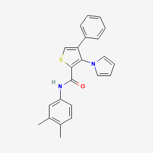 molecular formula C23H20N2OS B2843185 N-(3,4-dimethylphenyl)-4-phenyl-3-(1H-pyrrol-1-yl)thiophene-2-carboxamide CAS No. 1291842-12-0