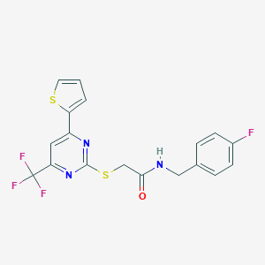 molecular formula C18H13F4N3OS2 B284320 N-(4-fluorobenzyl)-2-{[4-(2-thienyl)-6-(trifluoromethyl)-2-pyrimidinyl]sulfanyl}acetamide 