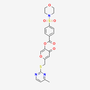 6-(((4-methylpyrimidin-2-yl)thio)methyl)-4-oxo-4H-pyran-3-yl 4-(morpholinosulfonyl)benzoate