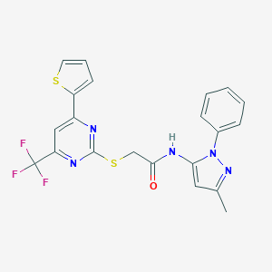 N-(3-methyl-1-phenyl-1H-pyrazol-5-yl)-2-{[4-(2-thienyl)-6-(trifluoromethyl)-2-pyrimidinyl]sulfanyl}acetamide