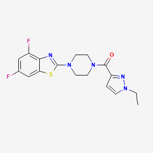 molecular formula C17H17F2N5OS B2843224 (4-(4,6-difluorobenzo[d]thiazol-2-yl)piperazin-1-yl)(1-ethyl-1H-pyrazol-3-yl)methanone CAS No. 1172502-47-4