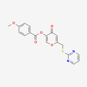 [4-Oxo-6-(pyrimidin-2-ylsulfanylmethyl)pyran-3-yl] 4-methoxybenzoate