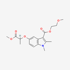molecular formula C18H23NO6 B2843234 2-methoxyethyl 5-((1-methoxy-1-oxopropan-2-yl)oxy)-1,2-dimethyl-1H-indole-3-carboxylate CAS No. 900295-33-2