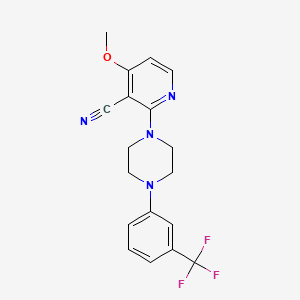 molecular formula C18H17F3N4O B2843235 4-甲氧基-2-{4-[3-(三氟甲基)苯基]哌嗪基}烟酸腈 CAS No. 339102-59-9