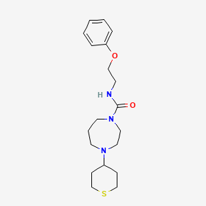 molecular formula C19H29N3O2S B2843240 N-(2-苯氧基乙基)-4-(二氢呋喃-2H-硫代吡喃-4-基)-1,4-二氮杂环庚烷-1-甲酰胺 CAS No. 2034209-73-7