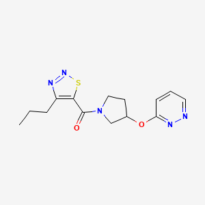 molecular formula C14H17N5O2S B2843241 (4-丙基-1,2,3-噻二唑-5-基)(3-(吡啶并[3,2-d]嘧啶-3-氧基)吡咯啉-1-基)甲酮 CAS No. 2034619-93-5