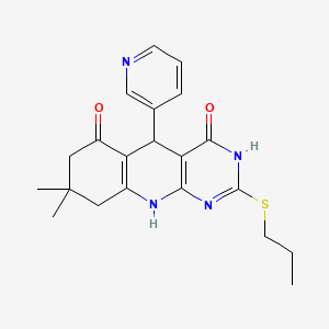 8,8-dimethyl-2-(propylsulfanyl)-5-(pyridin-3-yl)-5,8,9,10-tetrahydropyrimido[4,5-b]quinoline-4,6(3H,7H)-dione
