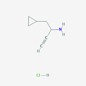 molecular formula C7H12ClN B2843251 1-Cyclopropylbut-3-yn-2-amine hydrochloride CAS No. 2241139-85-3