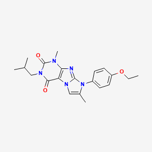 molecular formula C21H25N5O3 B2843258 8-(4-ethoxyphenyl)-3-isobutyl-1,7-dimethyl-1H-imidazo[2,1-f]purine-2,4(3H,8H)-dione CAS No. 896319-11-2