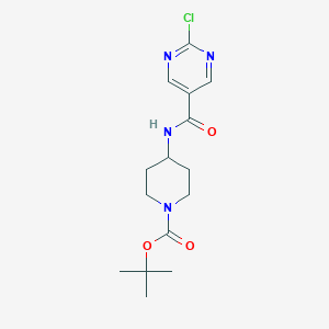 molecular formula C15H21ClN4O3 B2843259 Tert-butyl 4-[(2-chloropyrimidine-5-carbonyl)amino]piperidine-1-carboxylate CAS No. 2402838-39-3