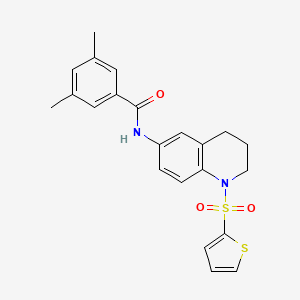 molecular formula C22H22N2O3S2 B2843261 3,5-二甲基-N-(1-(噻吩-2-基磺酰)-1,2,3,4-四氢喹啉-6-基)苯甲酰胺 CAS No. 941929-68-6