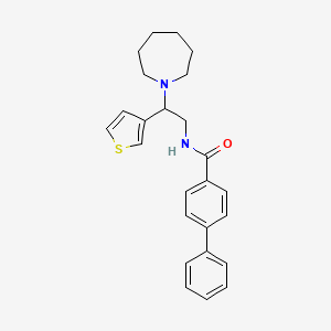 molecular formula C25H28N2OS B2843266 N-(2-(氮杂庚-1-基)-2-(噻吩-3-基)乙基)-[1,1'-联苯]-4-羧酰胺 CAS No. 946328-18-3
