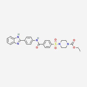 molecular formula C27H27N5O5S B2843275 乙酸-4-[4-[[4-(1H-苯并咪唑-2-基)苯基]氨基甲酰]苯基]磺酰哌嗪-1-羧酸酯 CAS No. 398999-31-0