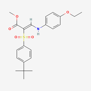 molecular formula C22H27NO5S B2843295 methyl (2Z)-2-[(4-tert-butylphenyl)sulfonyl]-3-[(4-ethoxyphenyl)amino]acrylate CAS No. 1327197-23-8