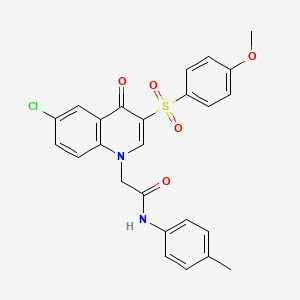molecular formula C25H21ClN2O5S B2843297 2-[6-氯-3-(4-甲氧基苯基)磺酰-4-氧代喹啉-1-基]-N-(4-甲基苯基)乙酰胺 CAS No. 866813-64-1