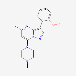 molecular formula C19H23N5O B2843301 3-(2-Methoxyphenyl)-5-methyl-7-(4-methylpiperazin-1-yl)pyrazolo[1,5-a]pyrimidine CAS No. 902321-67-9