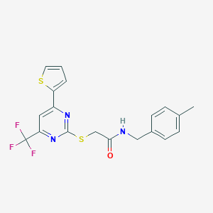 molecular formula C19H16F3N3OS2 B284331 N-(4-methylbenzyl)-2-{[4-(2-thienyl)-6-(trifluoromethyl)-2-pyrimidinyl]sulfanyl}acetamide 