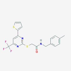 N-(4-methylbenzyl)-2-{[4-(2-thienyl)-6-(trifluoromethyl)-2-pyrimidinyl]sulfanyl}acetamide