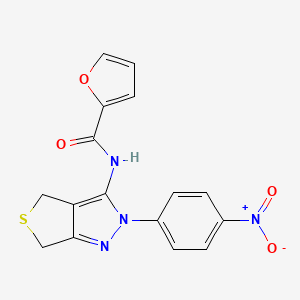 molecular formula C16H12N4O4S B2843312 N-(2-(4-nitrophenyl)-4,6-dihydro-2H-thieno[3,4-c]pyrazol-3-yl)furan-2-carboxamide CAS No. 361172-70-5