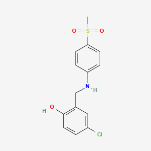 molecular formula C14H14ClNO3S B2843320 4-Chloro-2-({[4-(methylsulfonyl)phenyl]amino}methyl)phenol CAS No. 1040340-89-3