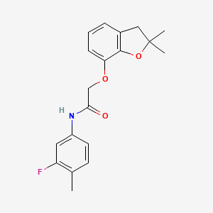 molecular formula C19H20FNO3 B2843326 2-((2,2-dimethyl-2,3-dihydrobenzofuran-7-yl)oxy)-N-(3-fluoro-4-methylphenyl)acetamide CAS No. 939008-58-9