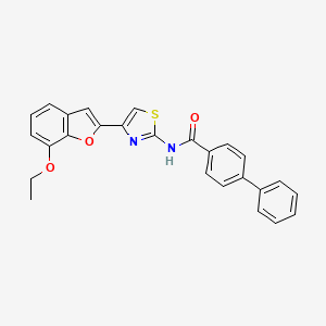 molecular formula C26H20N2O3S B2843330 N-(4-(7-ethoxybenzofuran-2-yl)thiazol-2-yl)-[1,1'-biphenyl]-4-carboxamide CAS No. 921797-46-8