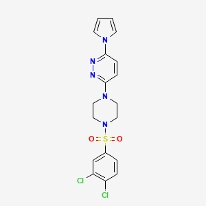 molecular formula C18H17Cl2N5O2S B2843334 3-(4-((3,4-dichlorophenyl)sulfonyl)piperazin-1-yl)-6-(1H-pyrrol-1-yl)pyridazine CAS No. 1421524-71-1