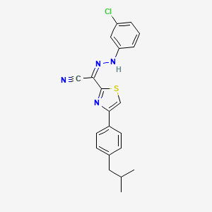 (Z)-N'-(3-chlorophenyl)-4-(4-isobutylphenyl)thiazole-2-carbohydrazonoyl cyanide