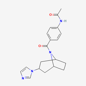 molecular formula C19H22N4O2 B2843360 N-{4-[3-(1H-imidazol-1-yl)-8-azabicyclo[3.2.1]octane-8-carbonyl]phenyl}acetamide CAS No. 2320456-58-2