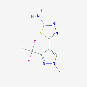 molecular formula C7H6F3N5S B2843368 5-[1-Methyl-3-(trifluoromethyl)pyrazol-4-yl]-1,3,4-thiadiazol-2-amine CAS No. 1946823-20-6