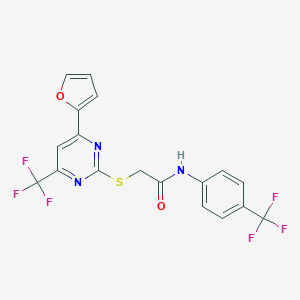 2-{[4-(2-furyl)-6-(trifluoromethyl)-2-pyrimidinyl]sulfanyl}-N-[4-(trifluoromethyl)phenyl]acetamide