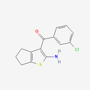 molecular formula C14H12ClNOS B2843373 3-(3-chlorobenzoyl)-4H,5H,6H-cyclopenta[b]thiophen-2-amine CAS No. 399043-34-6