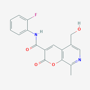 molecular formula C17H13FN2O4 B2843376 N-(2-fluorophenyl)-5-(hydroxymethyl)-8-methyl-2-oxopyrano[2,3-c]pyridine-3-carboxamide CAS No. 443117-04-2
