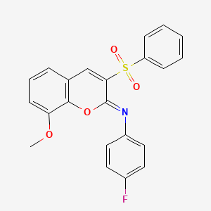 molecular formula C22H16FNO4S B2843379 (Z)-4-fluoro-N-(8-methoxy-3-(phenylsulfonyl)-2H-chromen-2-ylidene)aniline CAS No. 904454-03-1