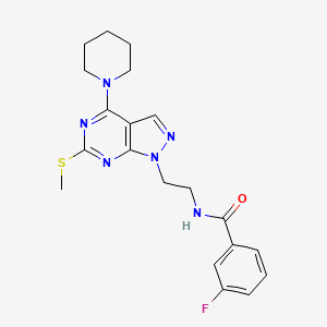 molecular formula C20H23FN6OS B2843386 3-fluoro-N-(2-(6-(methylthio)-4-(piperidin-1-yl)-1H-pyrazolo[3,4-d]pyrimidin-1-yl)ethyl)benzamide CAS No. 941985-68-8