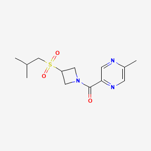 molecular formula C13H19N3O3S B2843388 (3-(Isobutylsulfonyl)azetidin-1-yl)(5-methylpyrazin-2-yl)methanone CAS No. 1797846-58-2