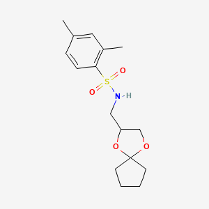 molecular formula C16H23NO4S B2843395 N-(1,4-二氧杂螺[4.4]壬烷-2-基甲基)-2,4-二甲基苯磺酰胺 CAS No. 941914-64-3