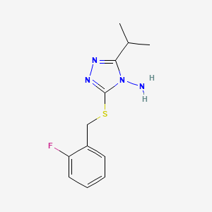 molecular formula C12H15FN4S B2843418 3-[(2-Fluorophenyl)methylthio]-5-(methylethyl)-1,2,4-triazole-4-ylamine CAS No. 691398-29-5
