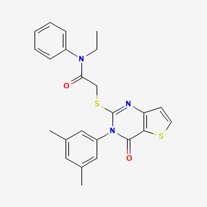 molecular formula C24H23N3O2S2 B2843437 2-{[3-(3,5-dimethylphenyl)-4-oxo-3,4-dihydrothieno[3,2-d]pyrimidin-2-yl]sulfanyl}-N-ethyl-N-phenylacetamide CAS No. 1260927-40-9