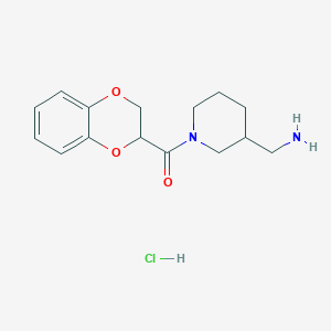 molecular formula C15H21ClN2O3 B2843448 (3-(Aminomethyl)piperidin-1-yl)(2,3-dihydrobenzo[b][1,4]dioxin-2-yl)methanone hydrochloride CAS No. 1353981-69-7