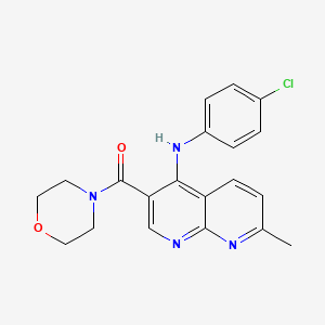 molecular formula C20H19ClN4O2 B2843456 (4-((4-Chlorophenyl)amino)-7-methyl-1,8-naphthyridin-3-yl)(morpholino)methanone CAS No. 1251623-43-4