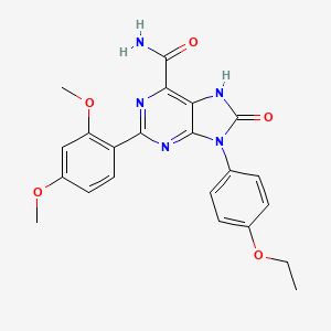molecular formula C22H21N5O5 B2843463 2-(2,4-二甲氧基苯基)-9-(4-乙氧基苯基)-8-氧代-8,9-二氢-7H-嘌呤-6-甲酰胺 CAS No. 898422-29-2