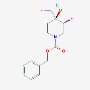 molecular formula C14H17F2NO3 B2843480 Cis-benzyl 3-fluoro-4-(fluoromethyl)-4-hydroxypiperidine-1-carboxylate CAS No. 1932776-83-4