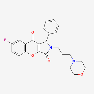 molecular formula C24H23FN2O4 B2843482 7-Fluoro-2-(3-morpholinopropyl)-1-phenyl-1,2-dihydrochromeno[2,3-c]pyrrole-3,9-dione CAS No. 631885-34-2